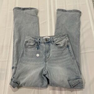 VERVET LOS ANGELES Light Wash Denim Cargo Flare Jeans Women's Size 6